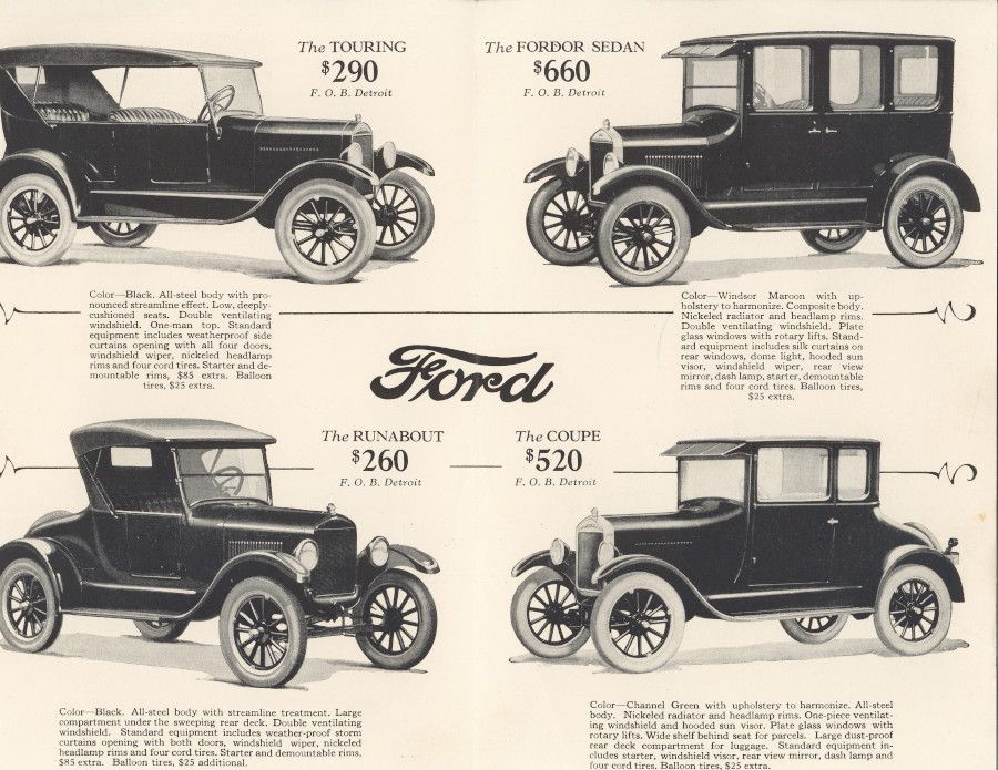 Ford Model T tanıtım broşürleri 1924 Touring, Sedan, Runabout, Coupe