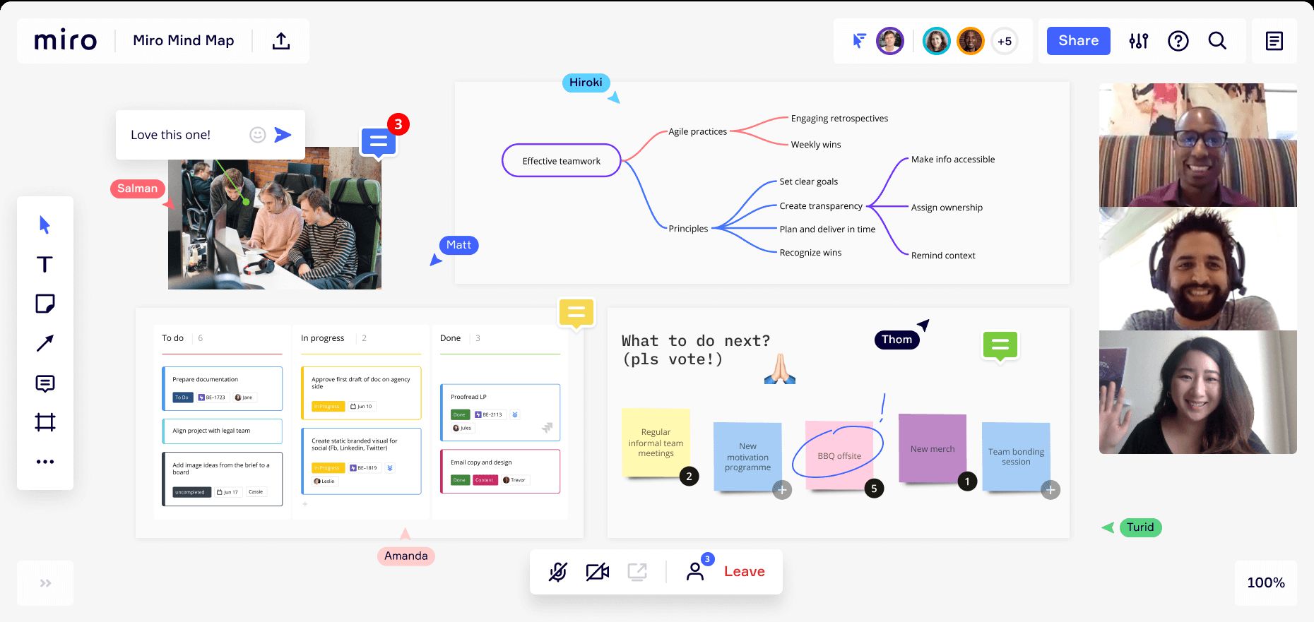 Miro Arayüz tasarımı, mind map gösterimi.